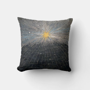 Abstract Yellow Starburst Mystic Celestial Cosmic Cushion