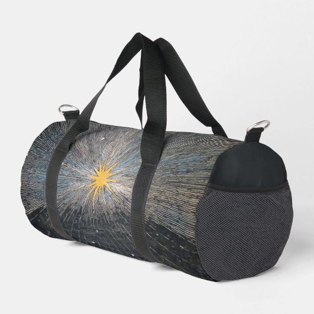 Abstract Yellow Starburst Mystic Celestial Cosmic Duffle Bag (Right Corner)