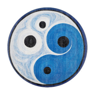 Abstract Yin Yang: Modernist Blue & White  Cutting Board