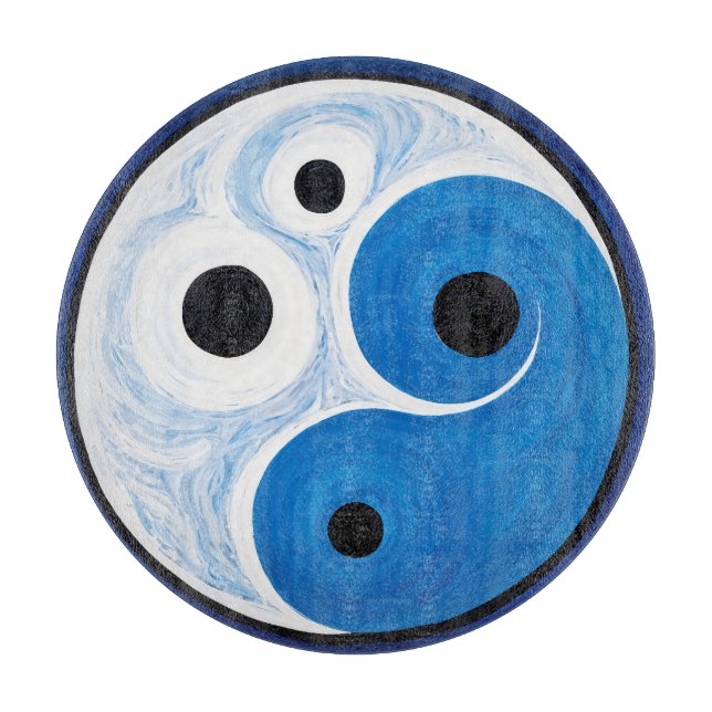 Abstract Yin Yang: Modernist Blue & White  Cutting Board (Front)