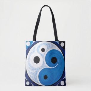 Abstract Yin Yang: Modernist Blue & White  Tote Bag