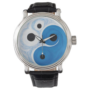 Abstract Yin Yang: Modernist Blue & White  Watch
