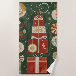 Abstract Yuletide Tapestry Beach Towel