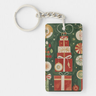 Abstract Yuletide Tapestry Key Ring