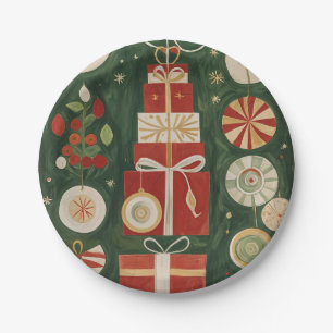 Abstract Yuletide Tapestry Paper Plate