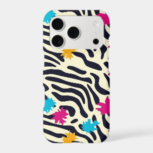Abstract Zebra Stripes with Leaf Paint Splash