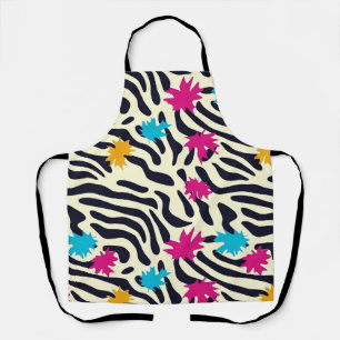 Abstract Zebra Stripes with Leaf Paint Splash Apron