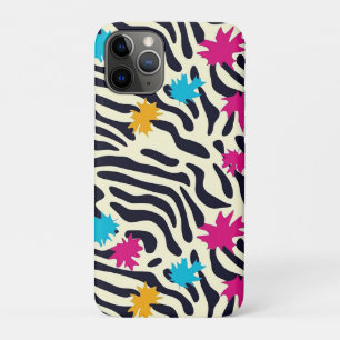 Abstract Zebra Stripes with Leaf Paint Splash Case-Mate iPhone Case