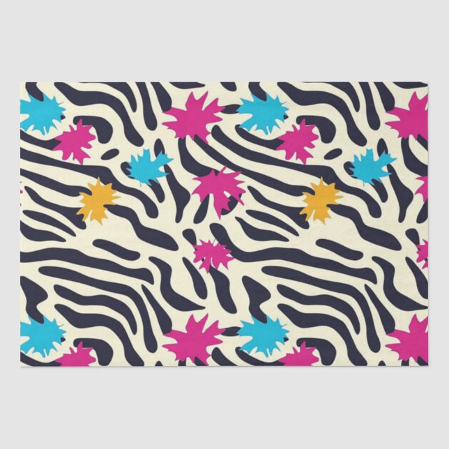 Abstract Zebra Stripes with Leaf Paint Splash Tissue Paper (Front)