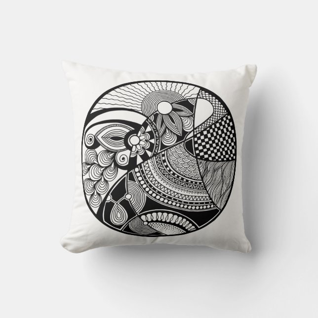 Abstract Zendala On Circle Cushion (Front)