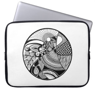 Abstract Zendala On Circle Laptop Sleeve