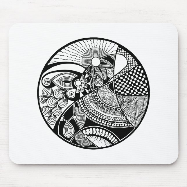 Abstract Zendala On Circle Mouse Pad (Front)