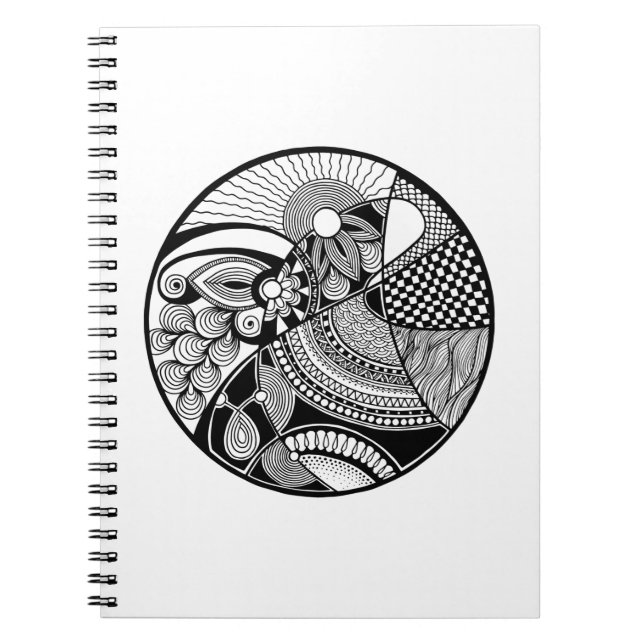 Abstract Zendala On Circle Notebook (Front)