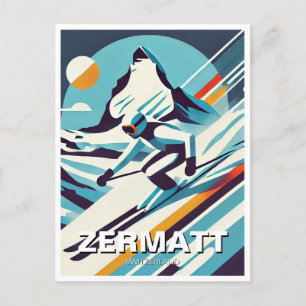 Abstract Zermatt Switzerland Skier Skiing  Postcard