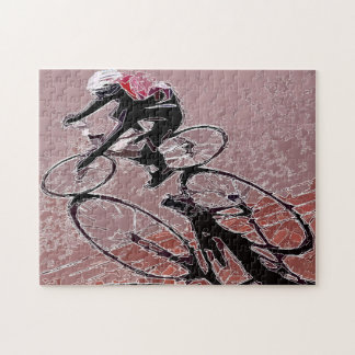 Abstracted Bicycle Rider and Shadow Puzzle. Jigsaw Puzzle