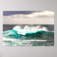 Abstracted Big Ocean Wave Rolls In to Shore
