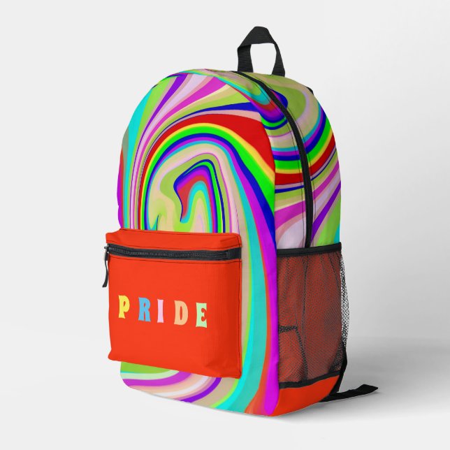 Abstracted colourful printed backpack (Back Corner Right)