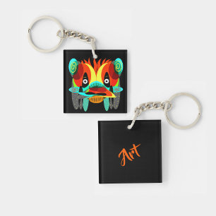 Abstracted face key ring