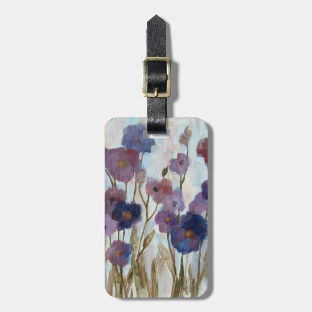 Abstracted Florals In Purple Luggage Tag (Front Vertical)