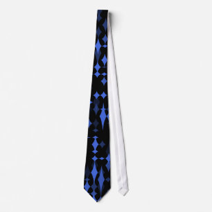 Abstracted Royal Blue Diamonds On Black Tie