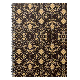 Abstraction Art Damask Pattern Wallpaper Spiral Notebook