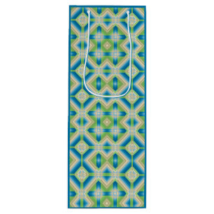 Abstraction geometric shapes blue green white elem wine gift bag