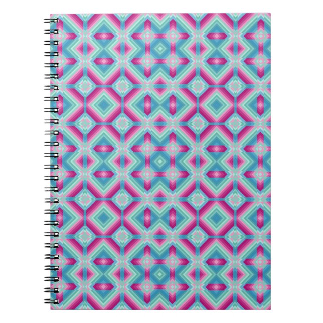 Abstraction geometric shapes blue pink turquoise e notebook (Front)