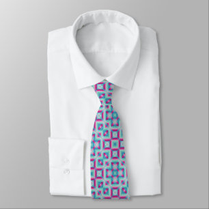 Abstraction geometric shapes blue pink turquoise e tie