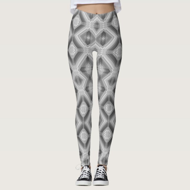 Abstraction geometric shapes grey white elements s leggings (Front)