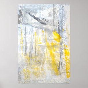'Abstraction' Gray and Yellow Art Poster Print