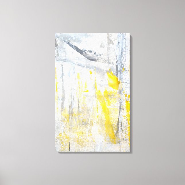'Abstraction' Grey and Yellow Art Canvas Print (Front)