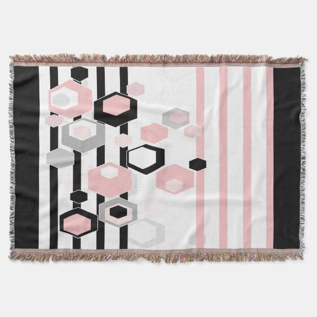 Abstraction . Hexagons . Throw Blanket (Front)