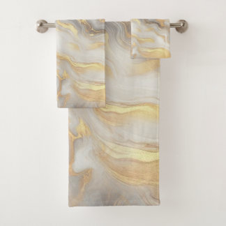 Abstracts featuring Gold, silver, Marble Texture  Bath Towel Set