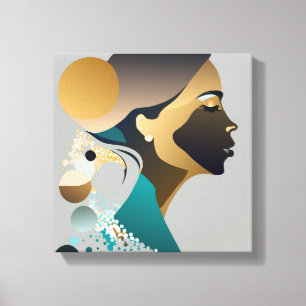 Abstrake Eleganz in Blaugrün und gold # 1 Canvas Print