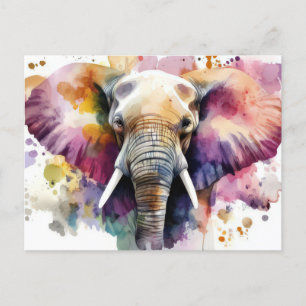 Abstrakte Aquarell Illustration eines Elefanten Postcard