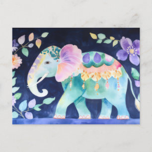 Abstrakte Aquarell Illustration eines Elefanten Postcard
