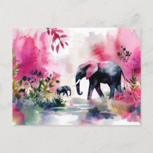 Abstrakte Aquarell Illustration eines Elefanten Postcard