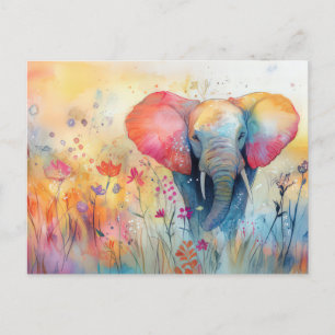 Abstrakte Aquarell Illustration eines Elefanten Postcard