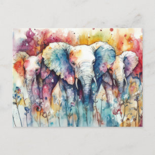 Abstrakte Aquarell Illustration eines Elefanten Postcard