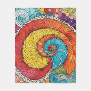 Abstraktes Schnecken Muster, multicolor Fleece Blanket