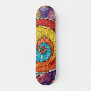 Abstraktes Schnecken Muster, multicolor Skateboard