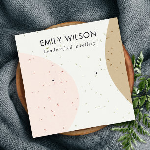 ABSTRCT CERAMIC BLUSH OCHRE STUD EARRING DISPLAY SQUARE BUSINESS CARD