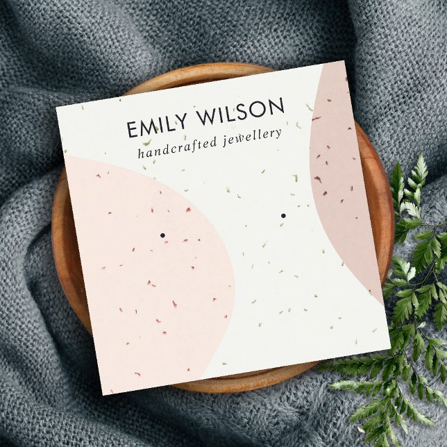 ABSTRCT CERAMIC BLUSH PINK STUD EARRING DISPLAY SQUARE BUSINESS CARD (Creator Uploaded)