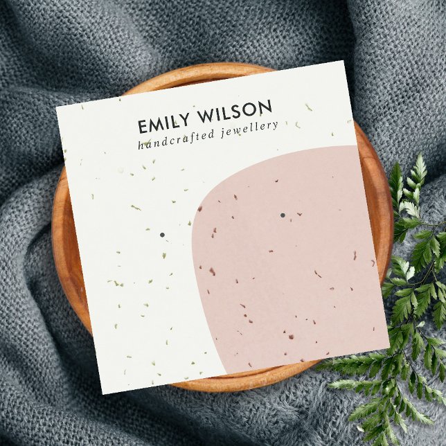 ABSTRCT CERAMIC PEACH PINK STUD EARRING DISPLAY SQUARE BUSINESS CARD (Creator Uploaded)