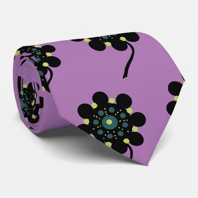 ABtsrcat Minimal Flowers  Neck Tie (Rolled)