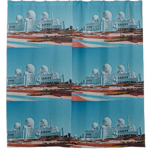 Abu Dhabi Mosque painting Shower Curtain