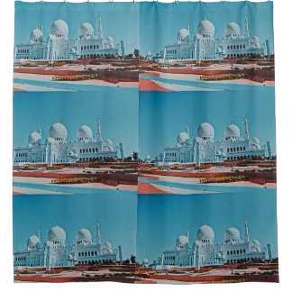 Abu Dhabi Mosque painting Shower Curtain