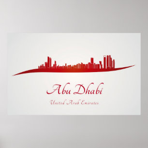 Abu Dhabi skyline in red and gray background Poster