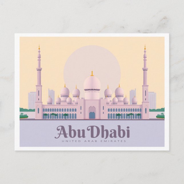 Abu Dhabi UAE Pastel Travel Postcard (Front)