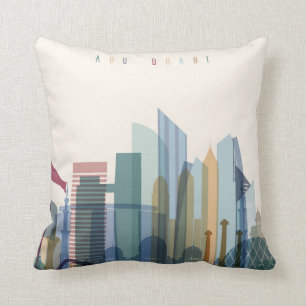 Abu Dhabi, United Arab Emirates City Skyline Cushion